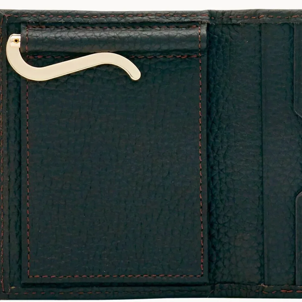 Dooney & Bourke Brown Tmoro Italian Pebbled Leather Multifunction Money Clip NWT